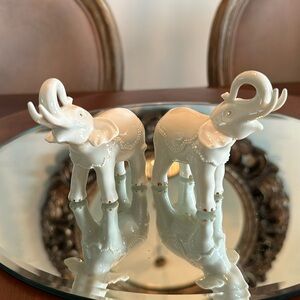 Pair of Lenox Miniature White Porcelain Elephants